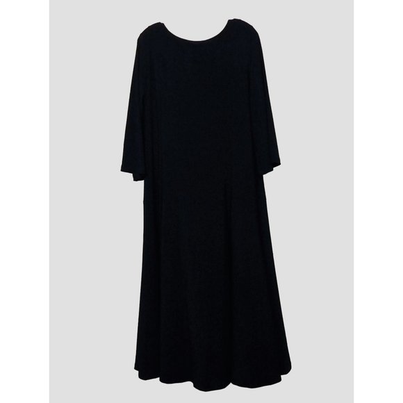 Investments Dress XL Black Slinky Stretch Travel Knit A Line Scoop Neck 3/4 Slv - Picture 6 of 9